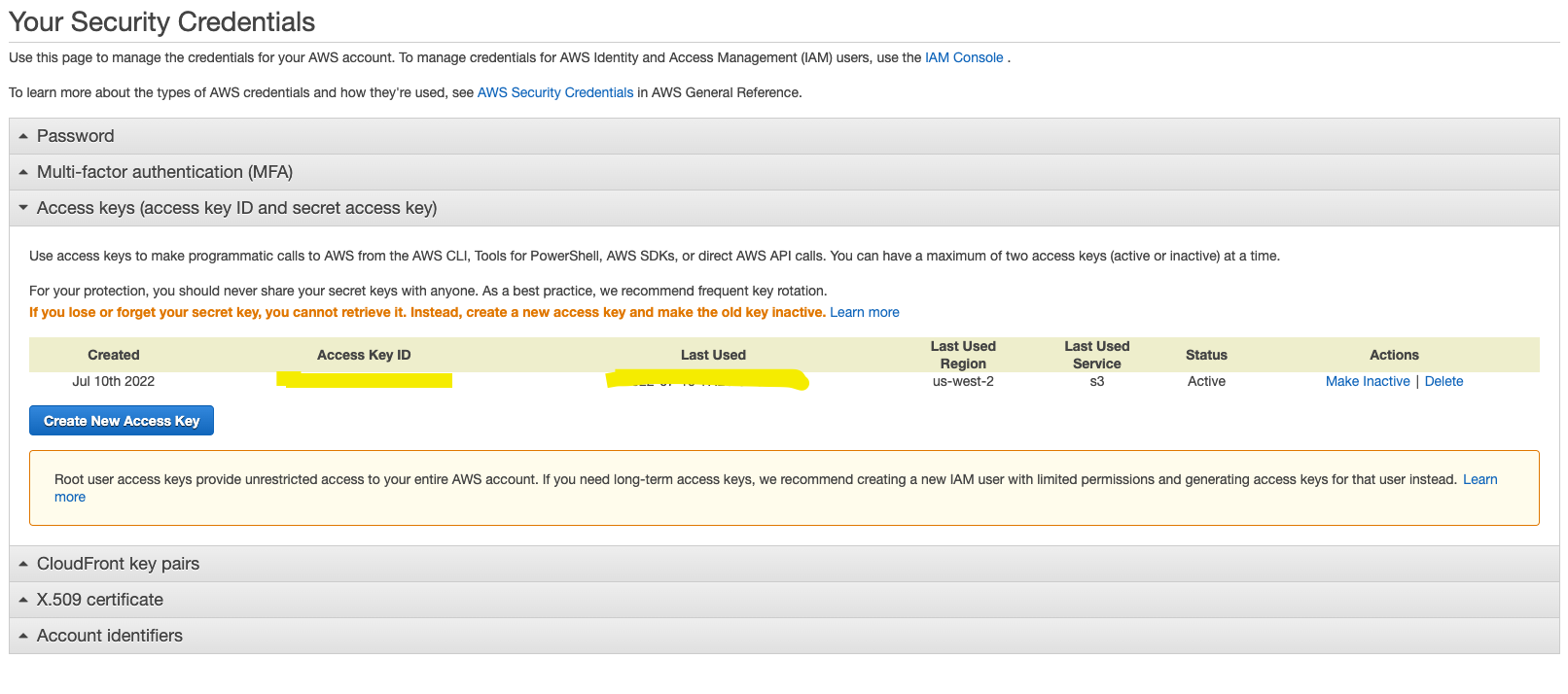 Configure Access Key